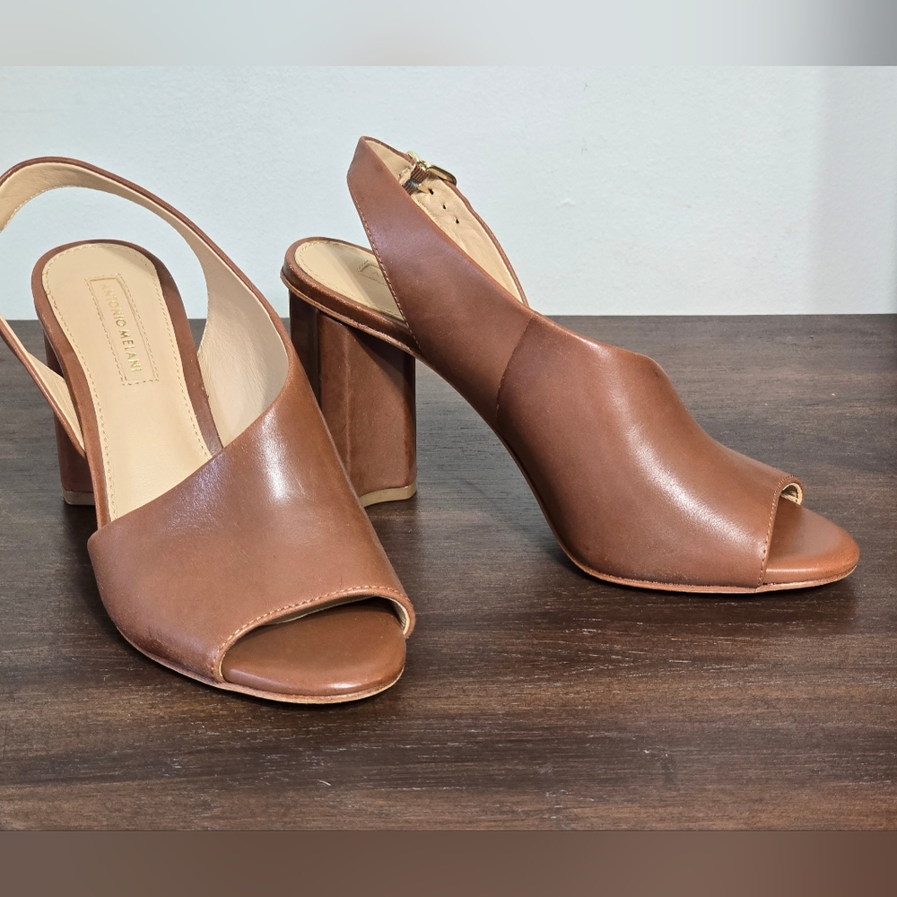 Antonio Melani Brinay Leather Slingback W/Block Heels Women's Size 6.5M